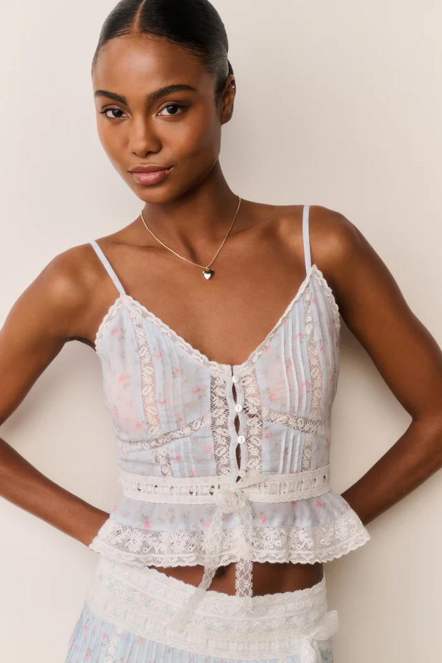 Top azzurro LoveShackFancy