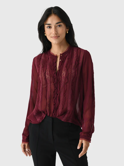 Camicia bordeaux LoveShackFancy