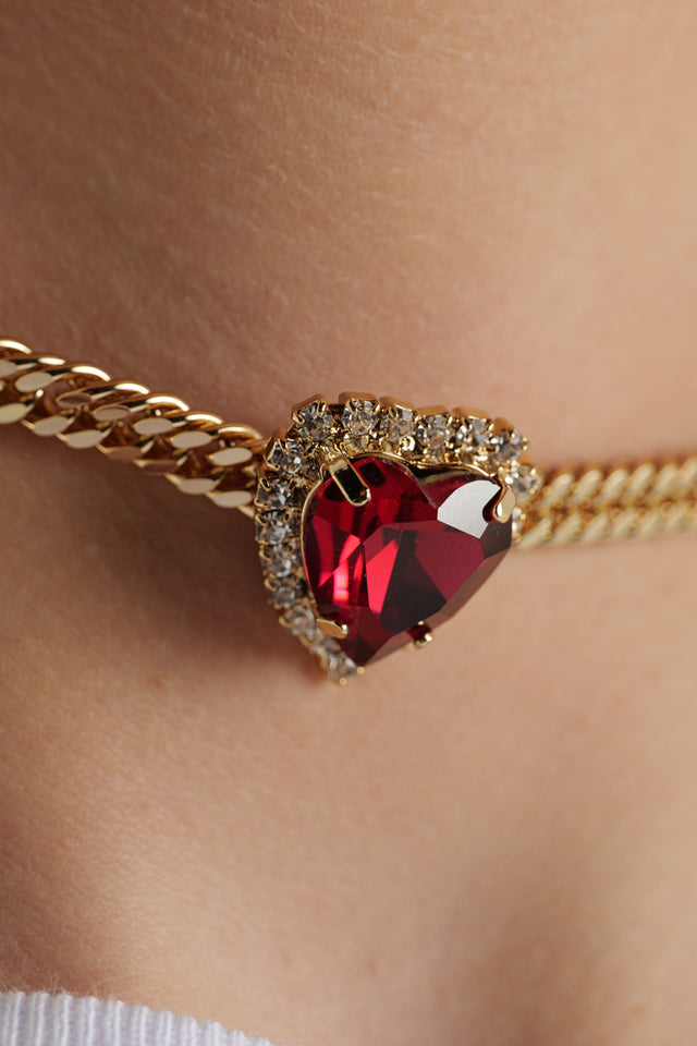 Lisa C. brass and red necklace