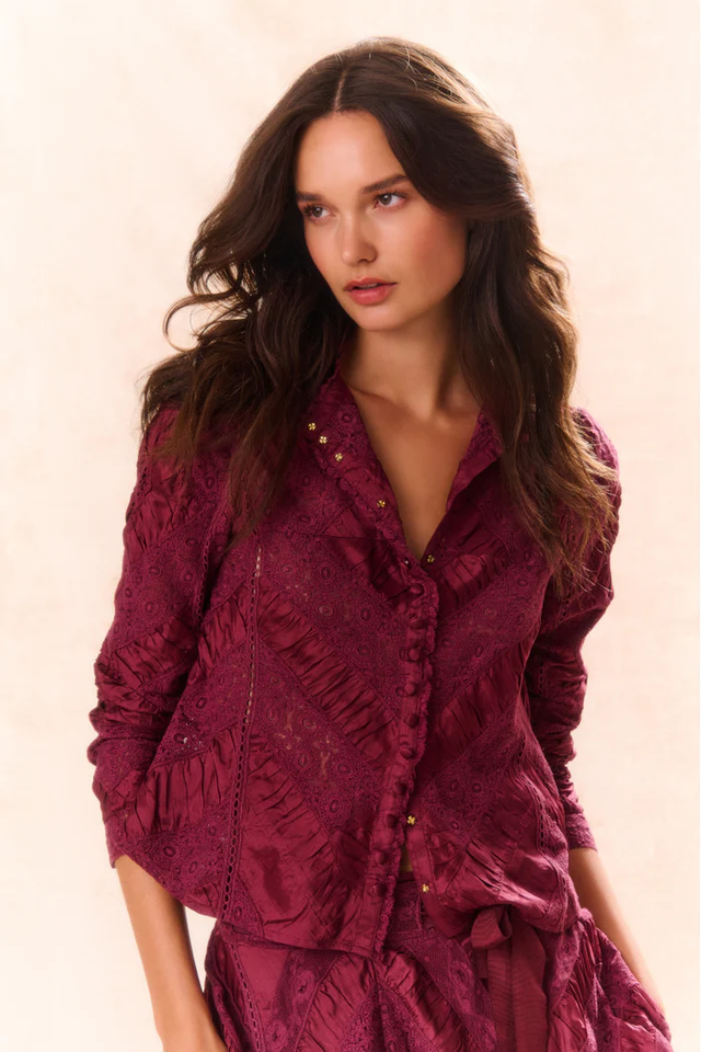 Camicia bordeaux LoveShackFancy