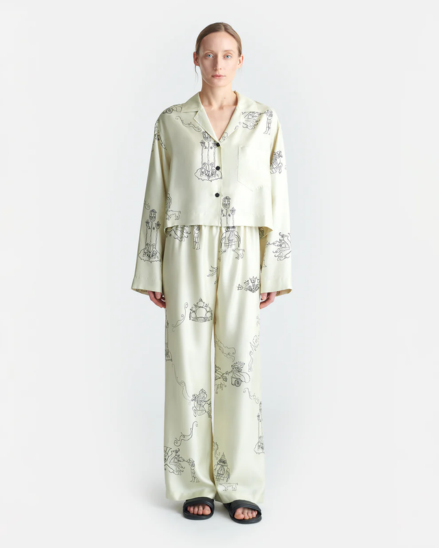 Pantaloni avorio Nanushka