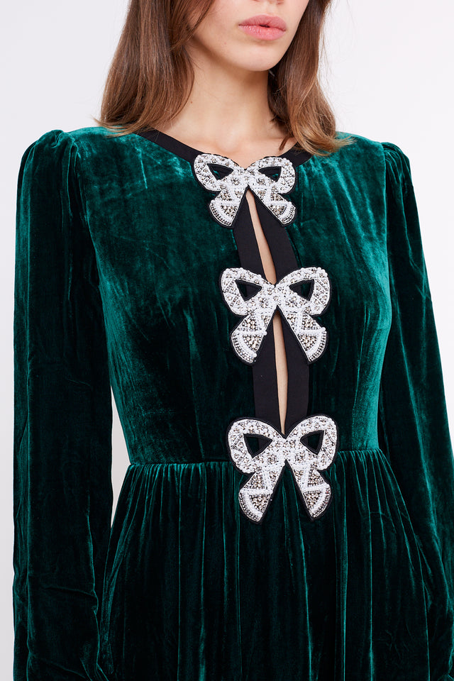 Saloni emerald green Camille dress